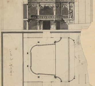 Plans for the unbuilt theater at Kirchheim Palace